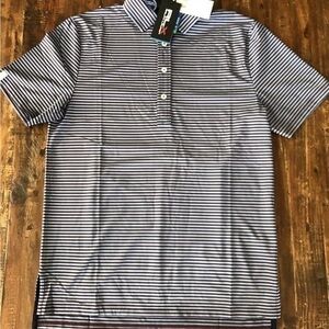 RLX Ralph Lauren Men’s Blue And Brown Striped GOLF Polo Shirt NWT Size Small